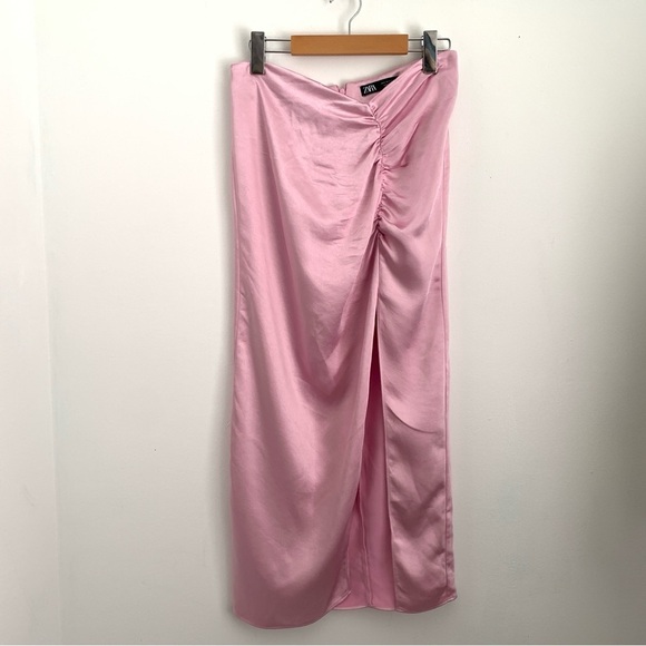 Zara Pink Satin Slip Skirt - Picture 5 of 12